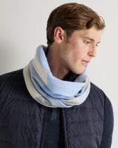 Unisex Cashmere Check Scarf Blue + Grey