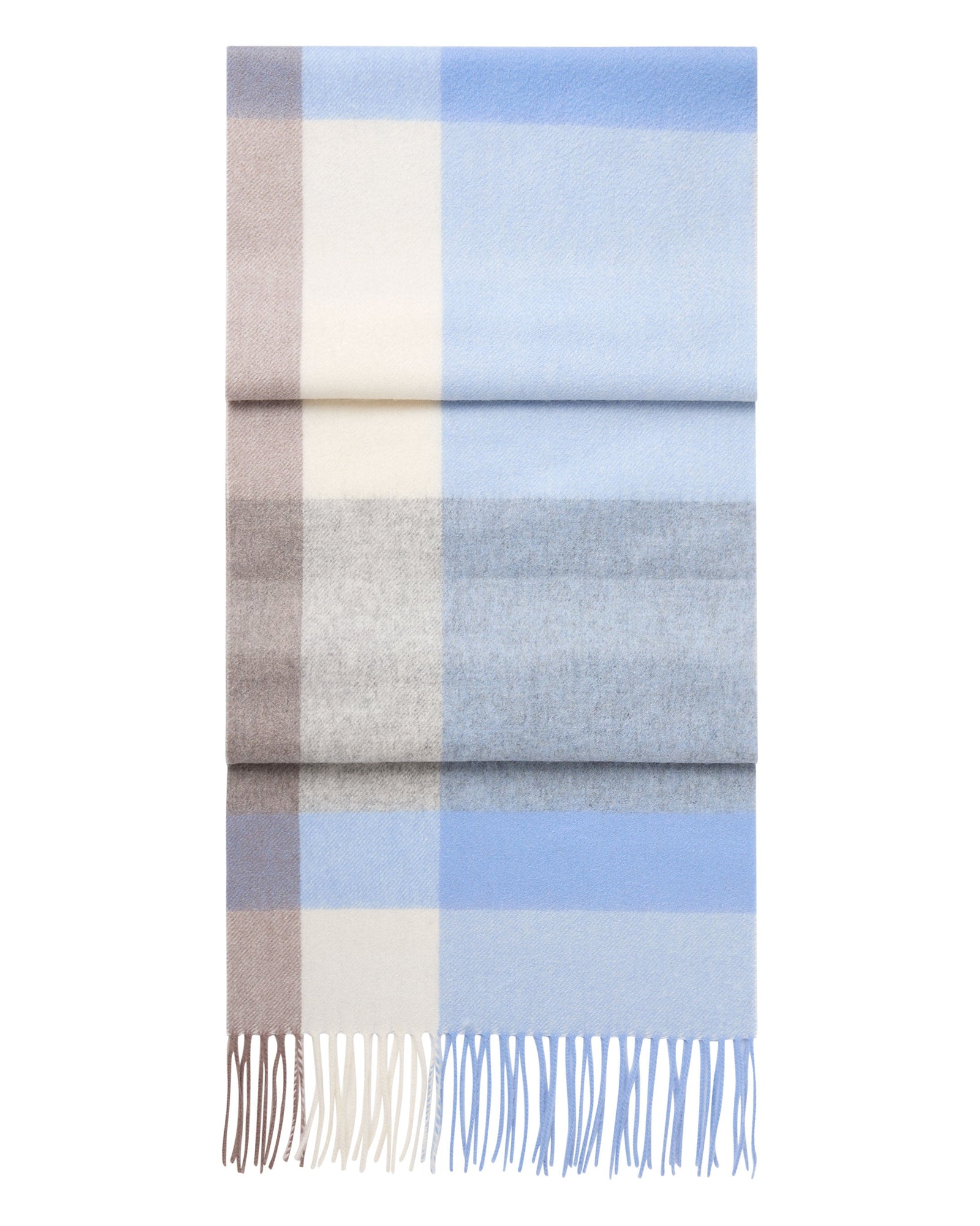 Unisex Cashmere Check Scarf Blue + Grey