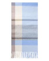 Unisex Cashmere Check Scarf Blue + Grey