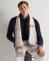 Unisex Cashmere Check Scarf Grey Check