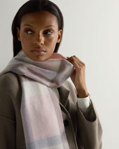 Unisex Cashmere Check Scarf Grey Check
