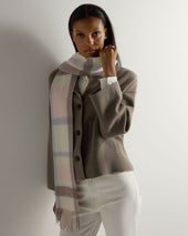 Unisex Cashmere Check Scarf Grey Check