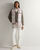 Unisex Cashmere Check Scarf Grey Check