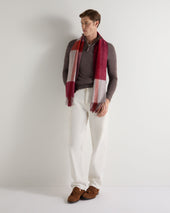 Unisex Cashmere Check Scarf Red + Grey