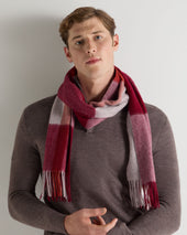 Unisex Cashmere Check Scarf Red + Grey