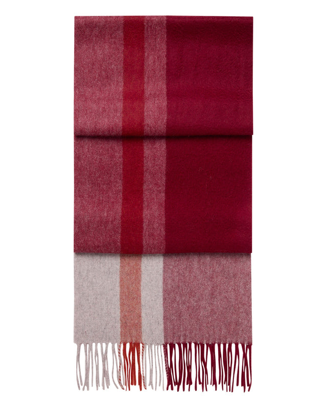 Unisex Cashmere Check Scarf Red + Grey