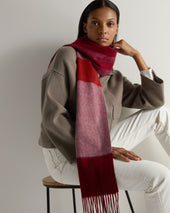 Unisex Cashmere Check Scarf Red + Grey