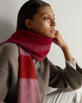 Unisex Cashmere Check Scarf Red + Grey
