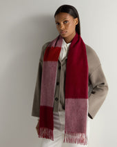 Unisex Cashmere Check Scarf Red + Grey