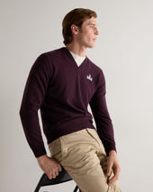 007 Logo V Neck Cashmere Jumper Purple