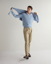 Men's Burlington V Neck Cashmere Jumper Sea Mist Blue