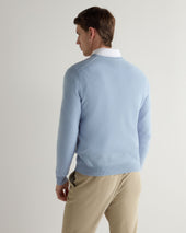 Men's Burlington V Neck Cashmere Jumper Sea Mist Blue