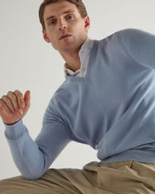 Men's Burlington V Neck Cashmere Jumper Sea Mist Blue