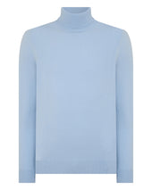 Men's Trafalgar Roll Neck Cashmere Jumper Sea Mist Blue