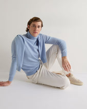 Men's Trafalgar Roll Neck Cashmere Jumper Sea Mist Blue