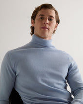 Men's Trafalgar Roll Neck Cashmere Jumper Sea Mist Blue