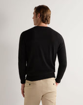 Men's Oxford Round Neck Cashmere Jumper Black