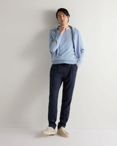 Men's Oxford Round Neck Cashmere Jumper Sea Mist Blue