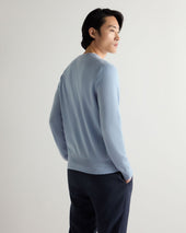 Men's Oxford Round Neck Cashmere Jumper Sea Mist Blue