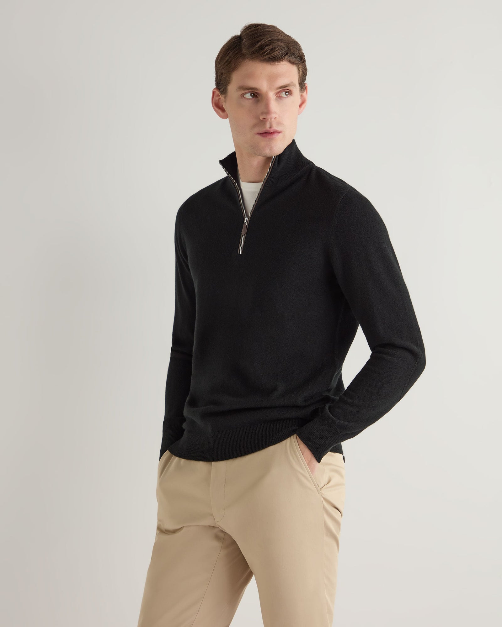 Men's Carnaby Half Zip Cashmere Jumper Black