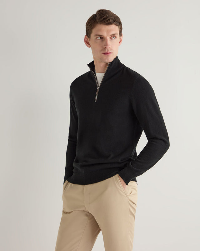 Men's Carnaby Half Zip Cashmere Jumper Black