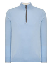 Men's Carnaby Half Zip Cashmere Jumper Sea Mist Blue
