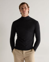 007 Fine Gauge Cashmere Turtle Neck Jumper Dark Grey