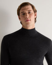 007 Fine Gauge Cashmere Turtle Neck Jumper Dark Grey