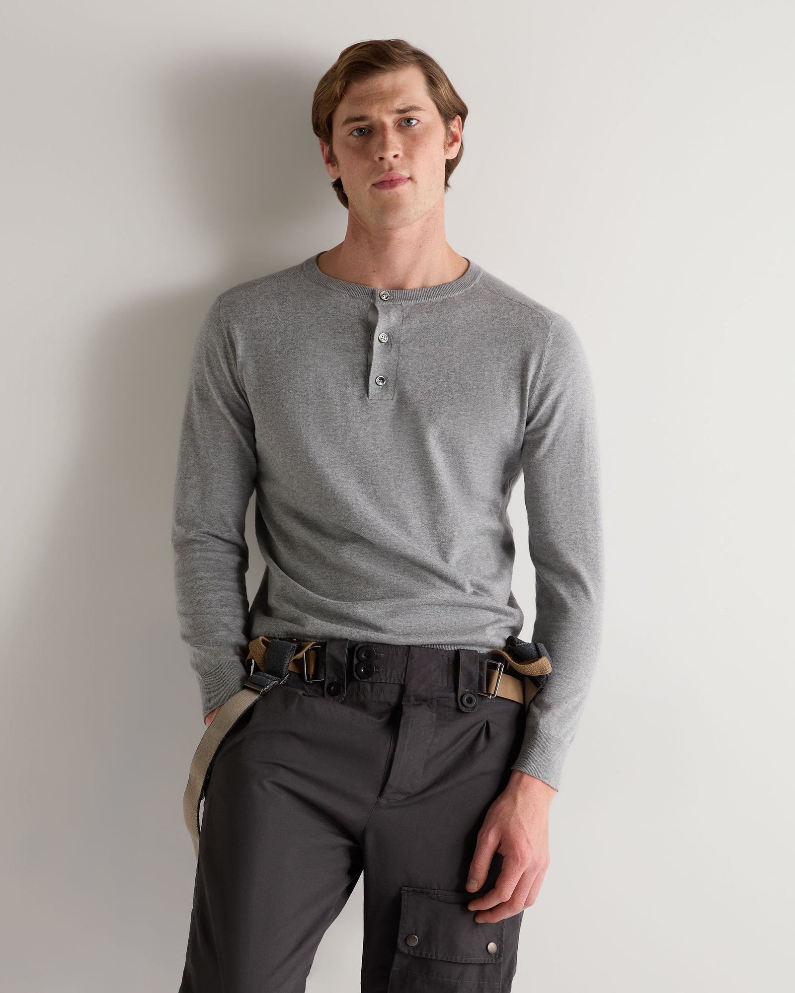 007 Round Neck Cotton Cashmere Henley