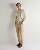 007 Round Neck Cotton Cashmere Henley New White