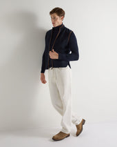 Men's Pimlico Fine Gauge Cashmere Roll Neck Jumper Navy Blue