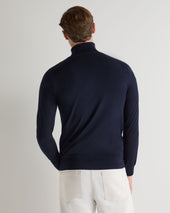 Men's Pimlico Fine Gauge Cashmere Roll Neck Jumper Navy Blue