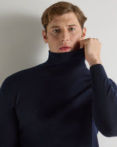Men's Pimlico Fine Gauge Cashmere Roll Neck Jumper Navy Blue