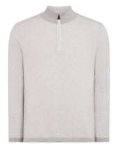 Men S Salcombe Jacquard Half Zip Cotton Cashmere Jumper Fumo Grey