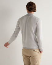 Men S Salcombe Jacquard Half Zip Cotton Cashmere Jumper Fumo Grey