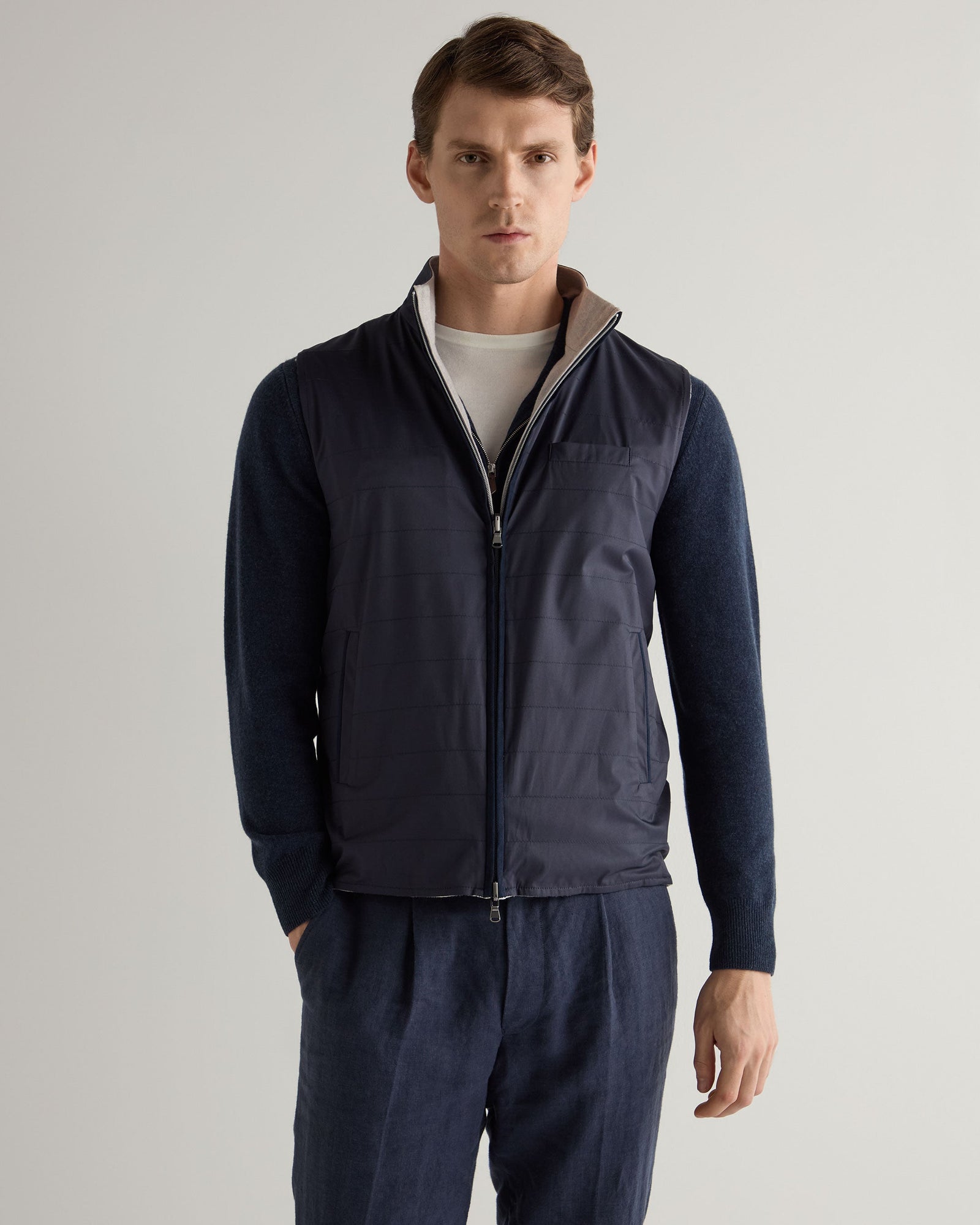 Men's Reversible Weatherproof Gilet Navy Blue