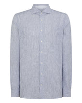 Men's Cannes Linen Shirt Blue Stripe