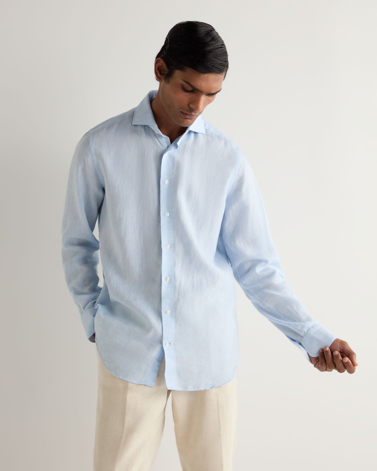 Men's Cannes Linen Shirt Light Blue