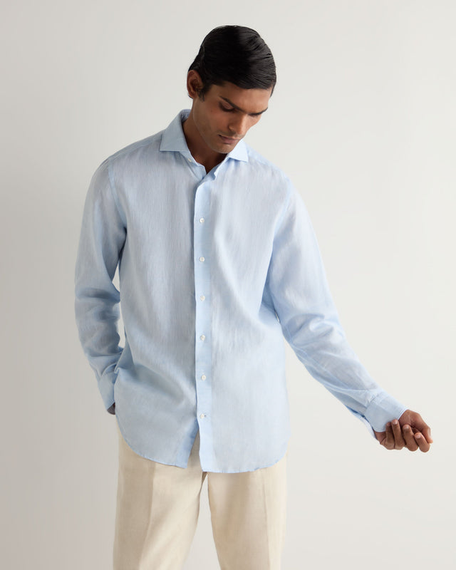 Men's Cannes Linen Shirt Light Blue
