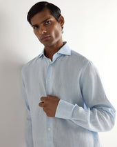 Men's Cannes Linen Shirt Light Blue