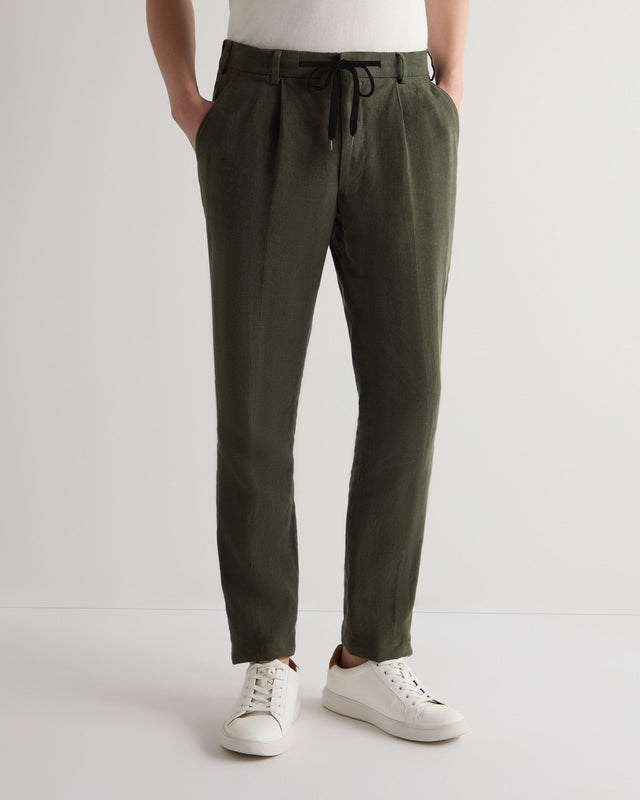 Men's Atrani Linen Trouser Arabica Khaki Green