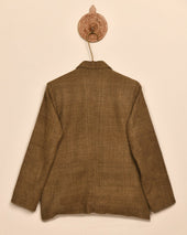Suede Lapel Silk Blazer
