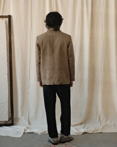 Suede Lapel Silk Blazer