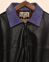 Kantha Leather Bomber