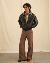 KANTHA LEATHER BOMBER