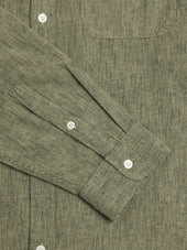 Raeburn Button Down Shirt in Green Linen Blend