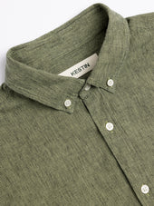 Raeburn Button Down Shirt in Green Linen Blend