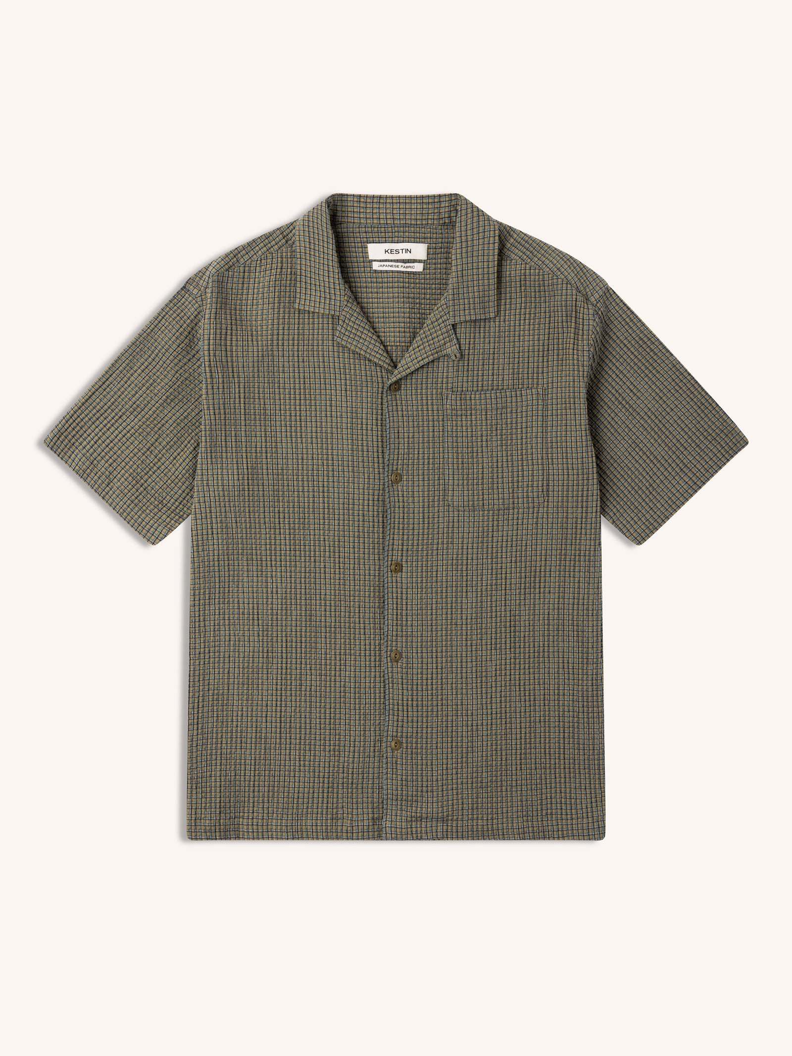Crammond Shirt In Green Check Japanese Seersucker