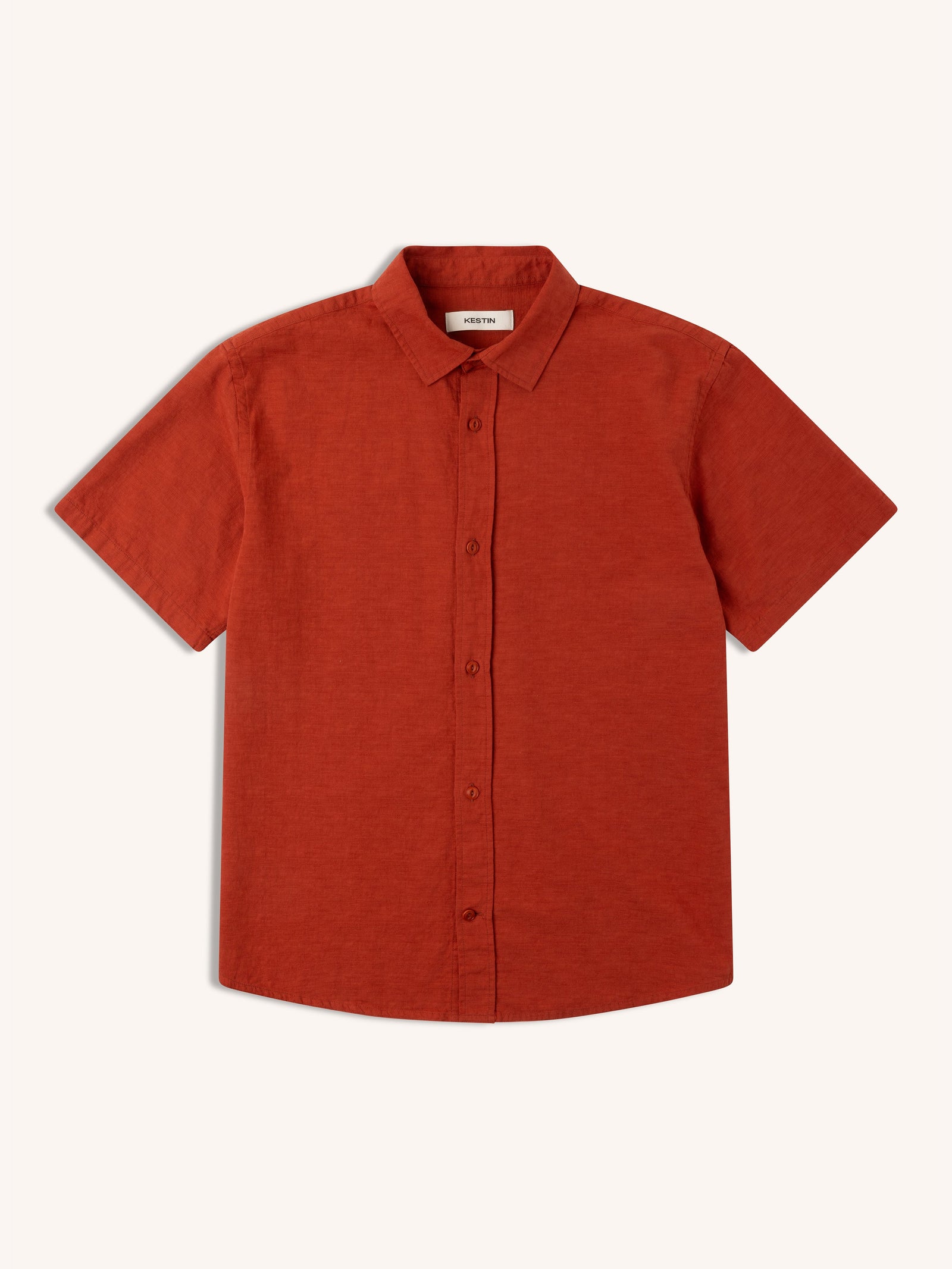 Ferness Oversized Shirt In Rusted Red Slub Cotton