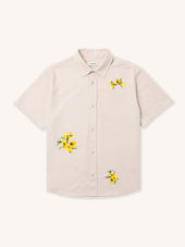 Ferness Oversized Shirt in Oatmeal Floral Slub Cotton